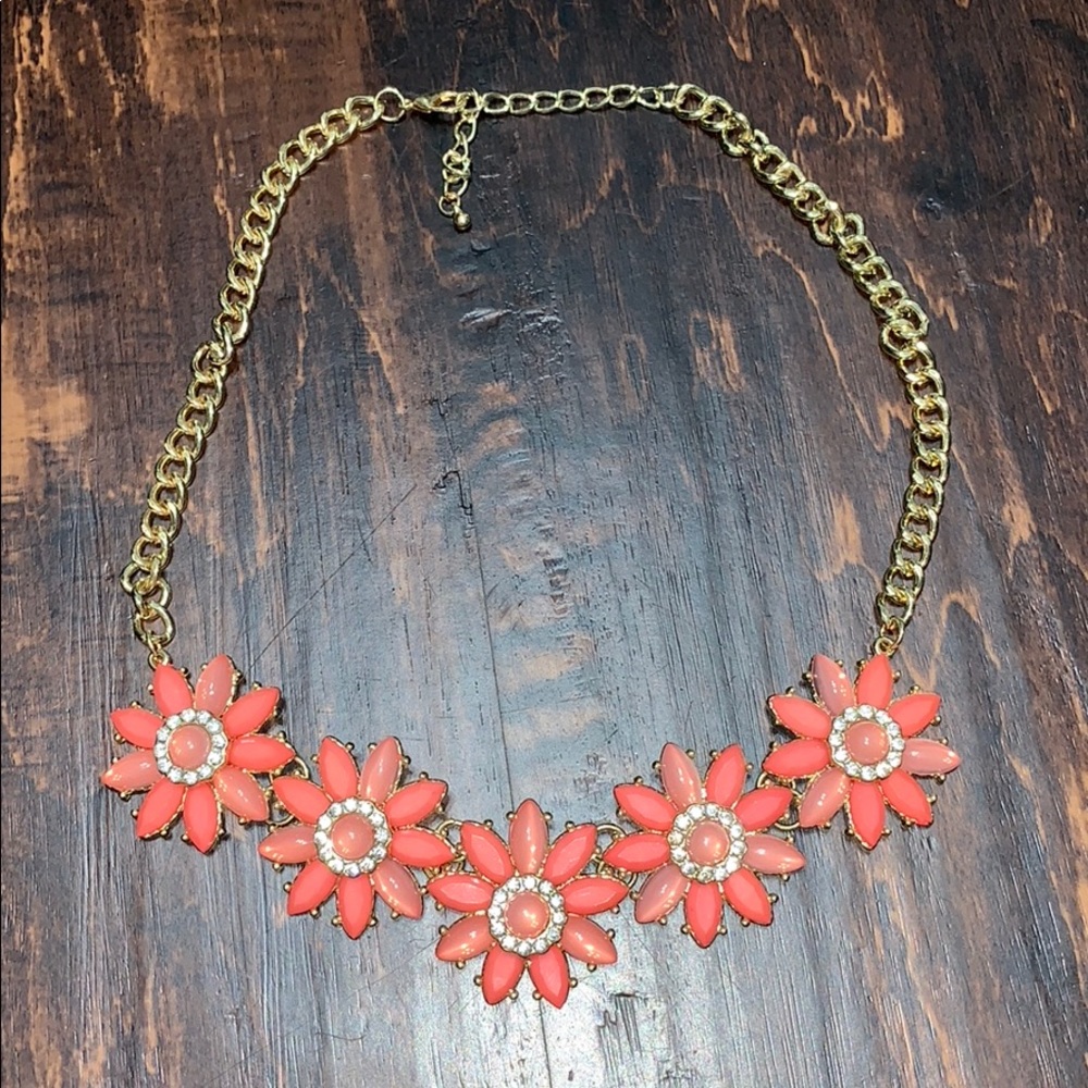 Coral Floral Statement Necklace